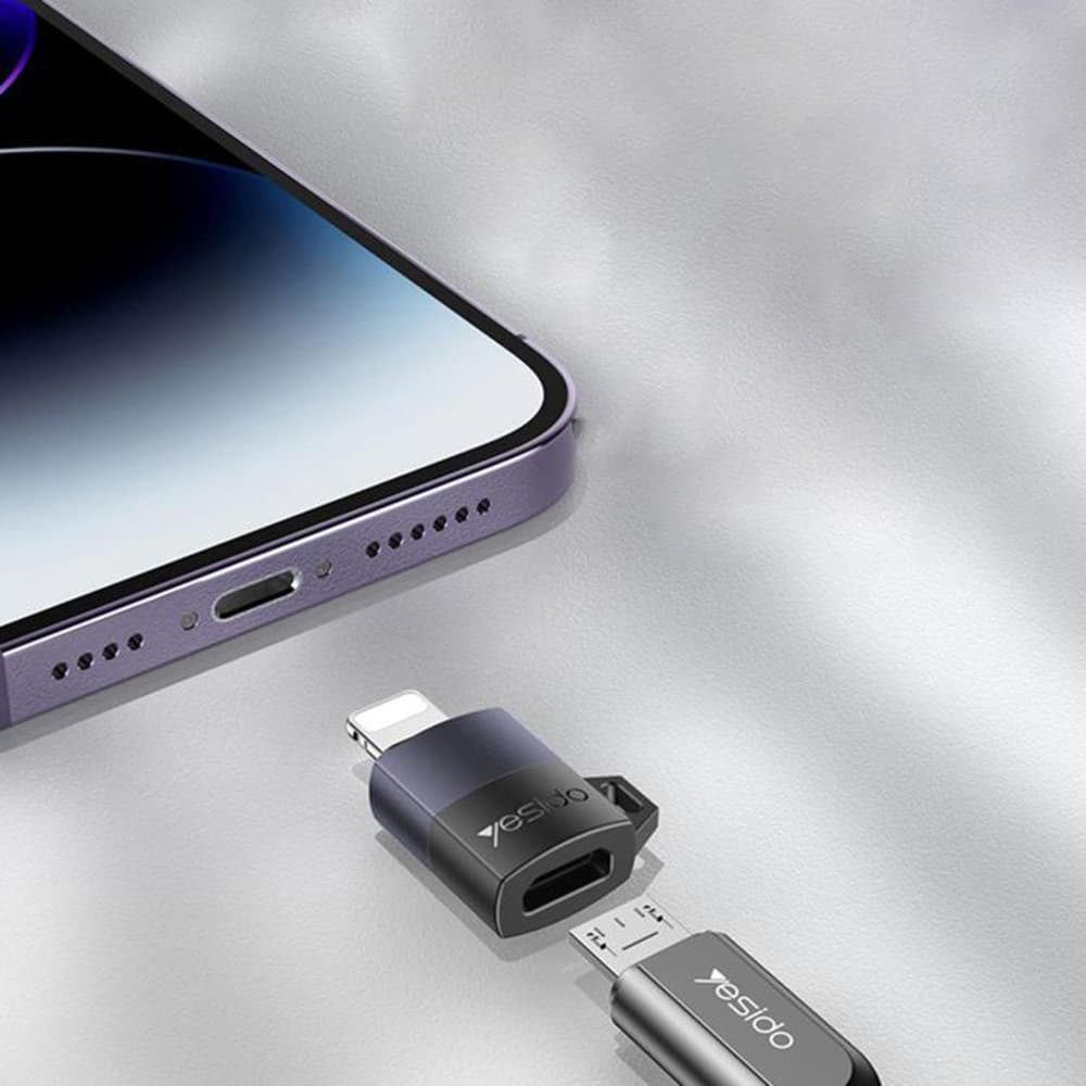 Yesido OTG adaptér GS30 Micro-USB na Lightning 480Mpb/s hliník 12W šedý - náhled 5
