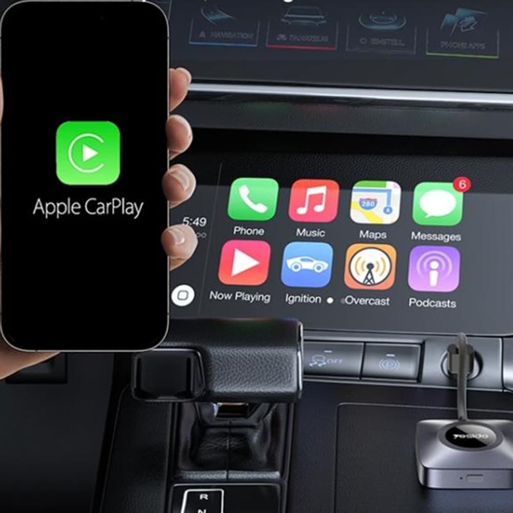 Yesido Wireless CarPlay Adapter KM23 s USB na Type-C kabelem Bluetooth V5.0 1080P šedý - náhled 5