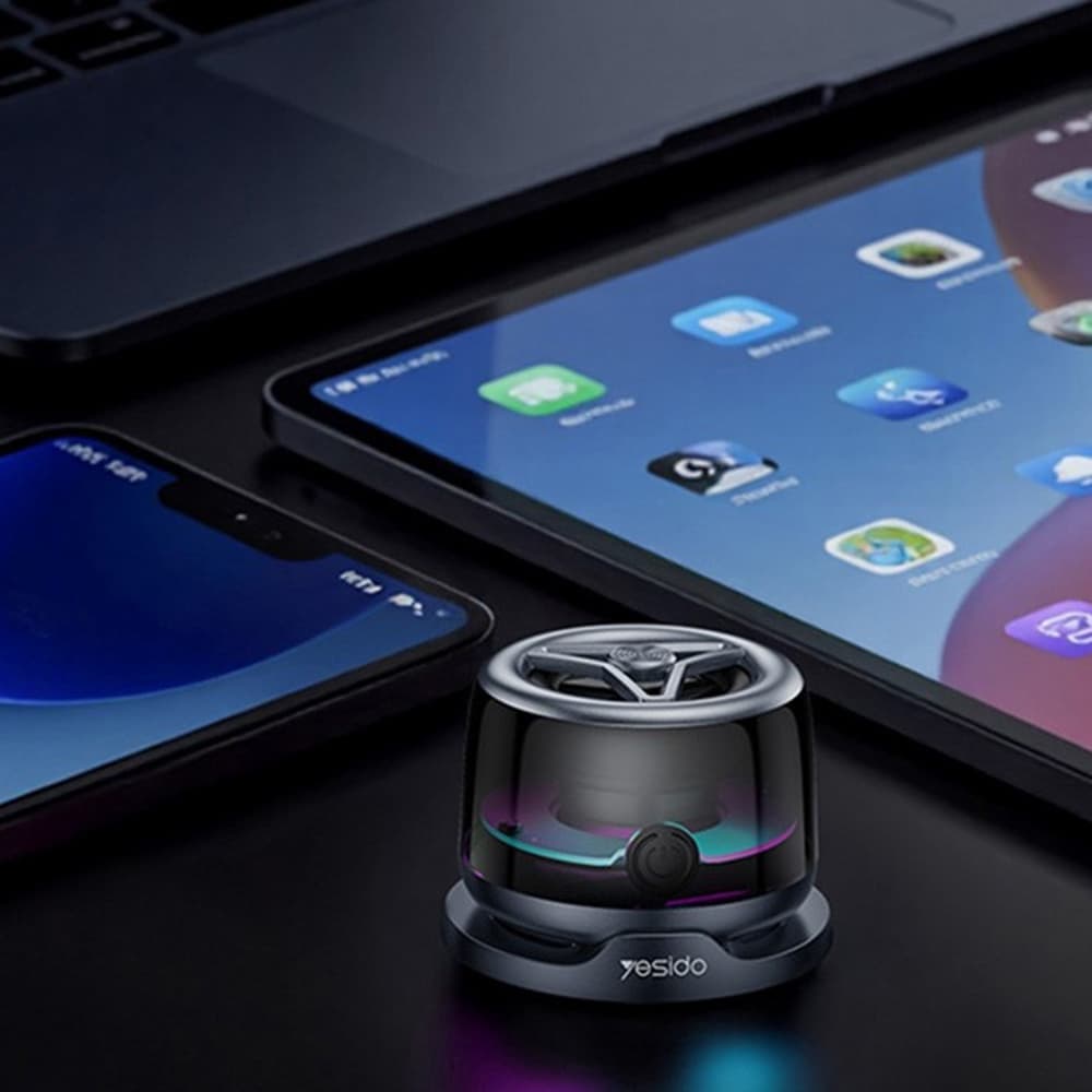 Yesido Mini Magnetický Bezdrátový Reproduktor YSW32 RGB Osvětlení 400mAh 3W Bluetooth 5.3 Černý - náhled 5