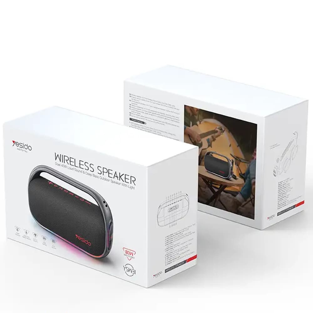 Yesido Wireless Speaker YSW31 RGB osvětlení Bluetooth 5.0 80W 8000mAh vodotěsný černý - náhled 5