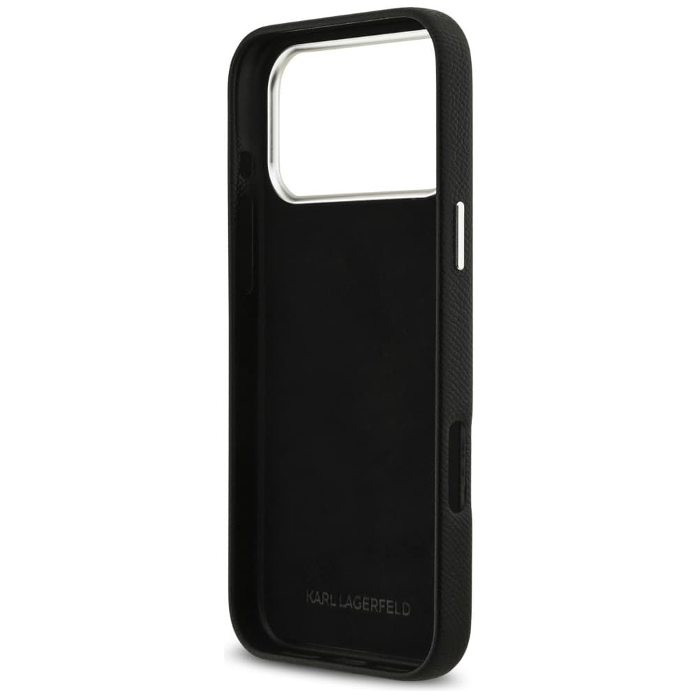 Karl Lagerfeld - pevné pouzdro FW zrnitá kůže s logem Signature (KLHCP17XPGFKSRSK) - iPhone 17 Pro Max - černé - náhled 5