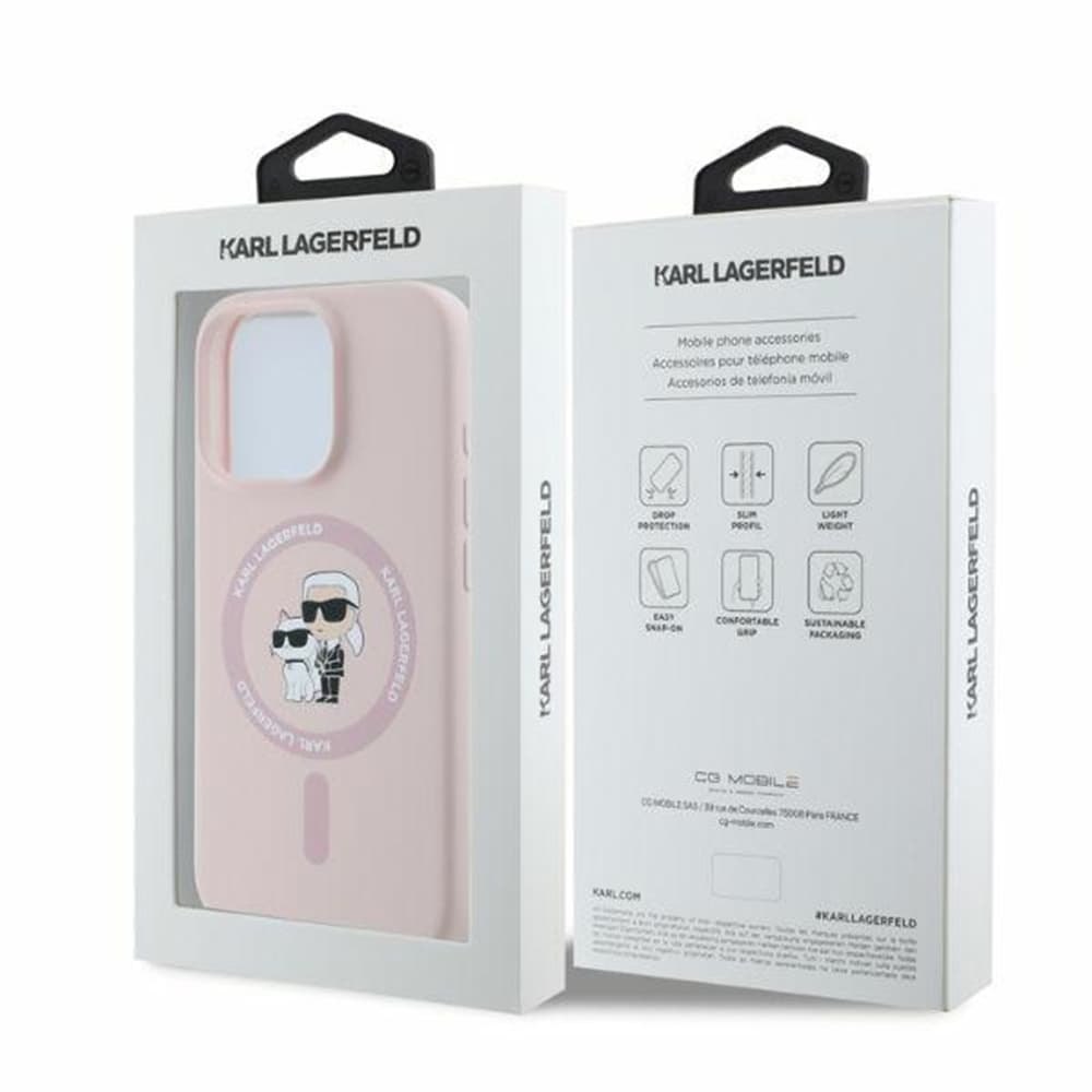 Karl Lagerfeld - silikonový kryt KC s prstenem a MagSafe (KLHMP16XSCMKCRHP) - iPhone 16 Pro Max - růžový - náhled 5