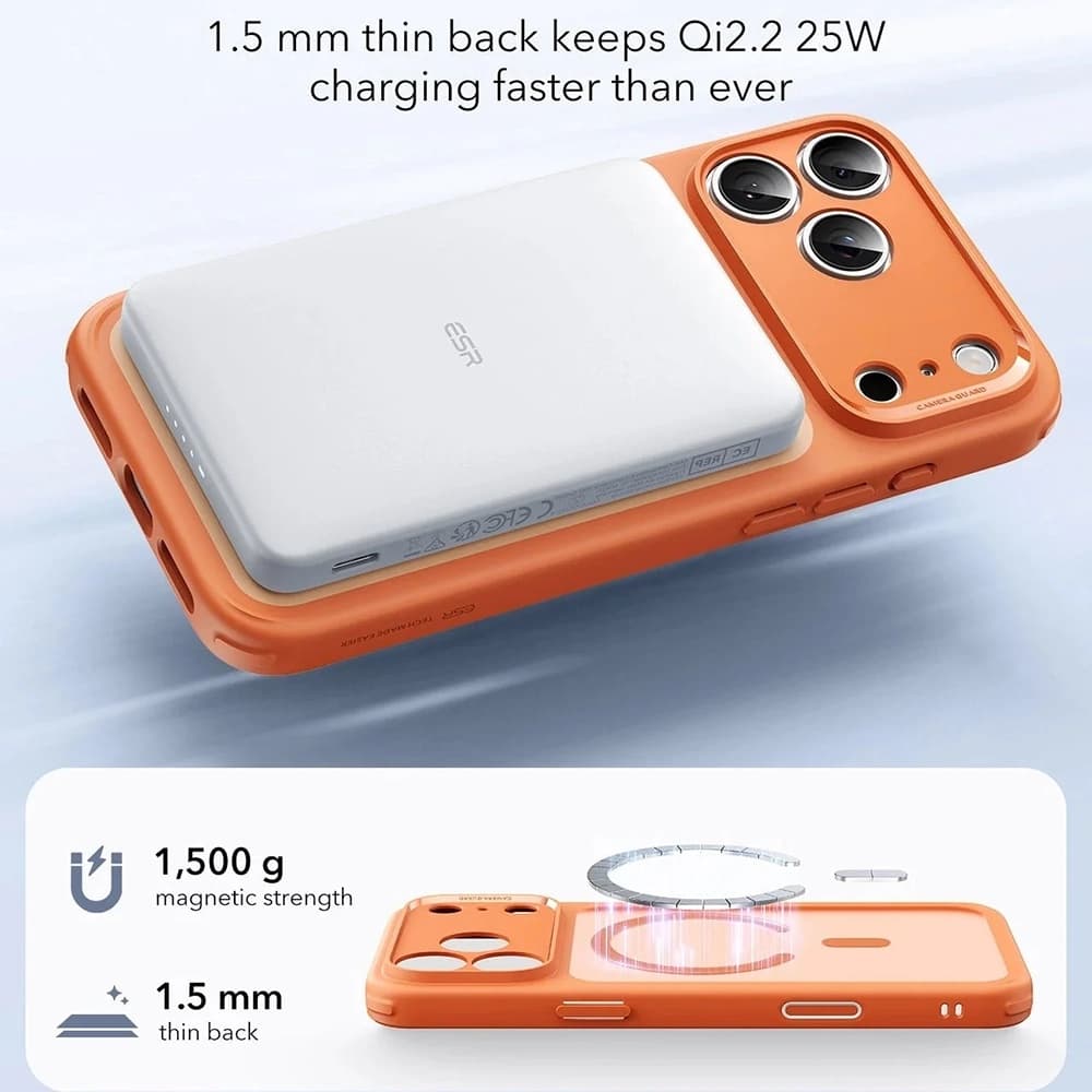 ESR Classic Hybrid HaloLock pro iPhone 17 Pro matná oranžová - náhled 5