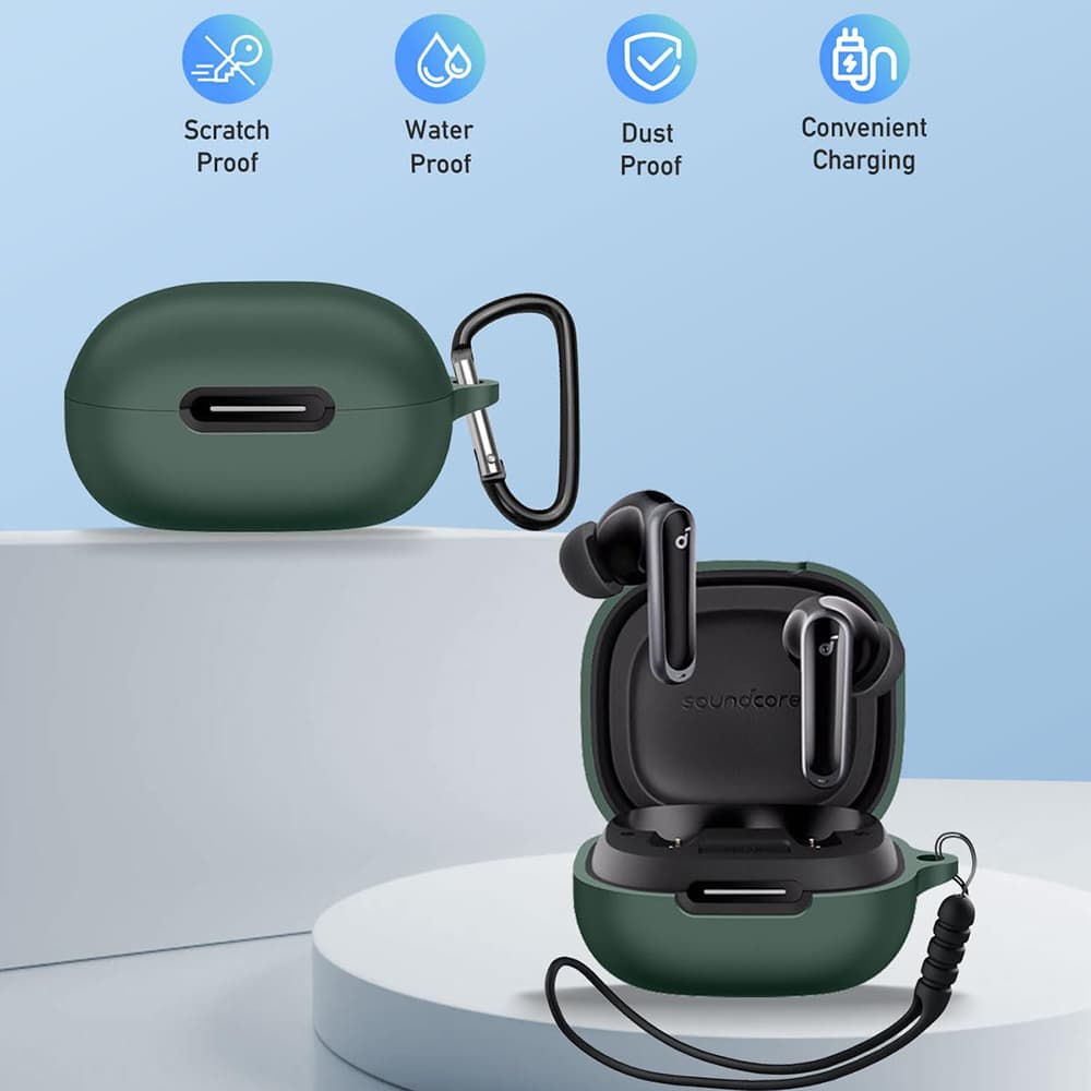 Techsuit – silikonové pouzdro – pro AirPods 1 / AirPods 2, hladký ultratenký materiál – černé - náhled 5