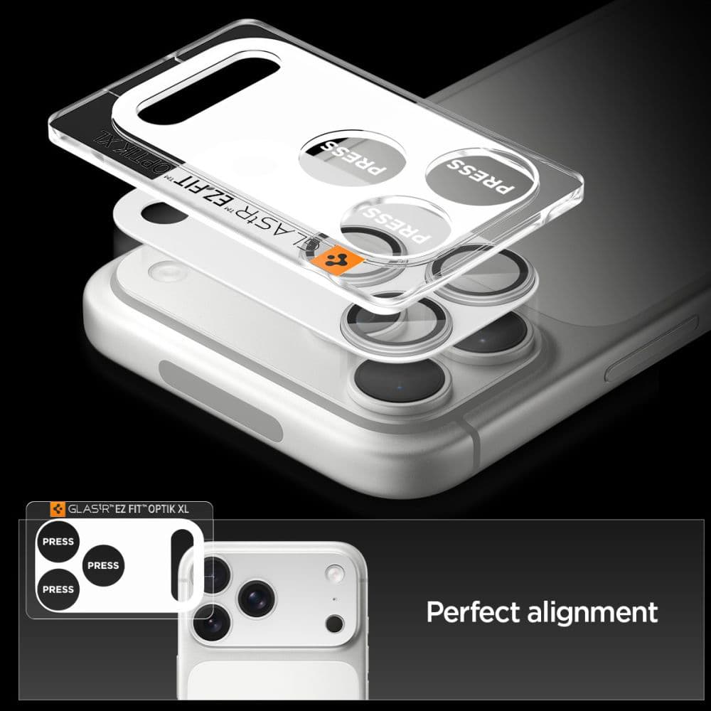 Spigen - Optik.tR EZ Fit Pro XL Camera Glass - iPhone 17 Pro Max - Silver - náhled 5