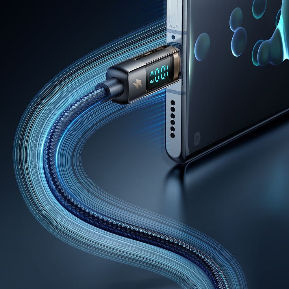 Mcdodo – datový kabel (CA-3610) – Type-C na Type-C, 100W, digitální displej, automatické vypnutí, transparentní design, 1,2m – černý - náhled 5