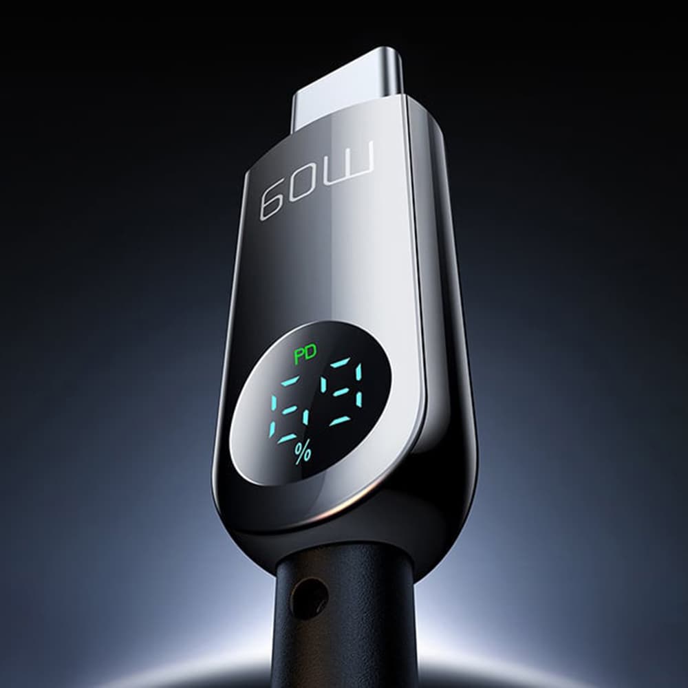 Mcdodo – datový kabel (CA-4780) – Type-C na Type-C, PD60W, s vestavěným LED displejem, ABS + nylon, 1,2 m – černý - náhled 5
