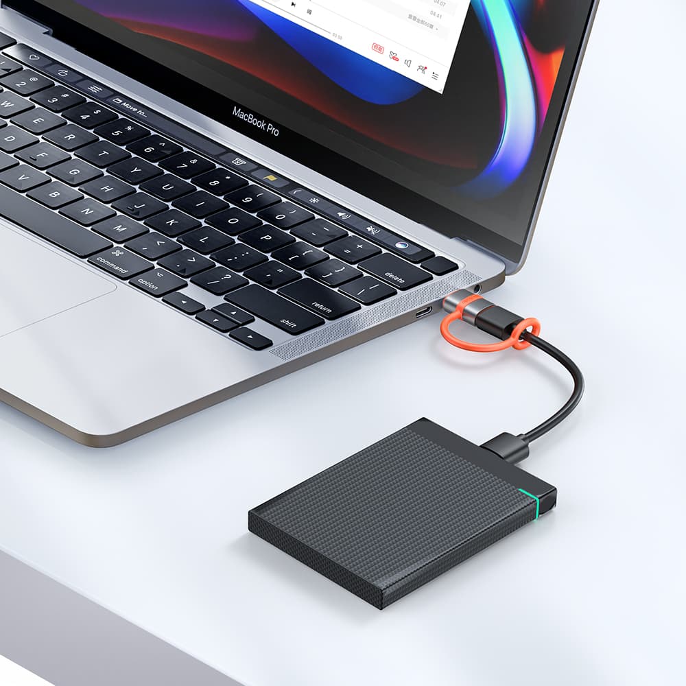 Mcdodo – adaptér (OT-3810) – se silikonovým háčkem, hliníková slitina, USB na typ-C, 5Gbps, přenosný design, plug&amp;play – šedá - náhled 5
