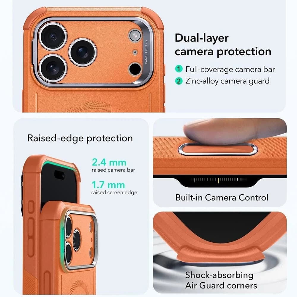 ESR - Cyber Armor Kickstand - iPhone 17 Pro - oranžová - náhled 5