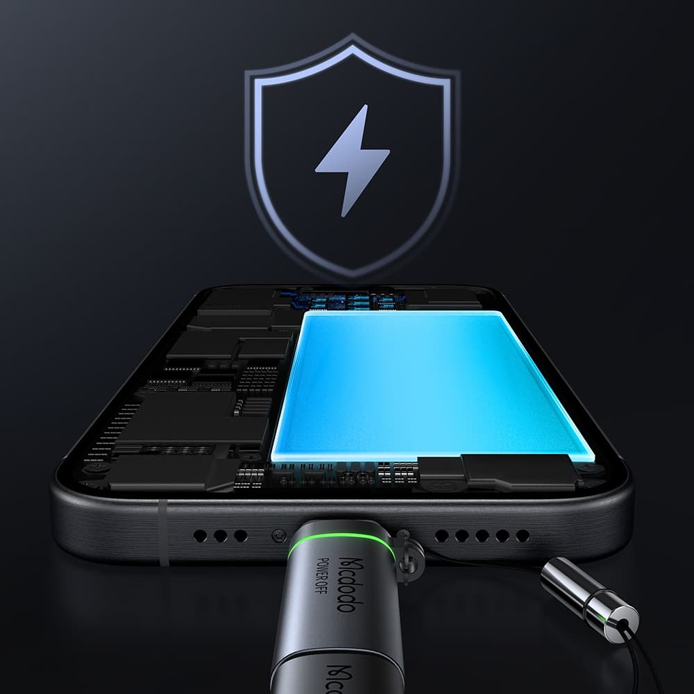 Mcdodo – adaptér s automatickým vypnutím (OT-2450) – USB-C na USB-C, PD100W, 5A, 480Mbps, nabíjení a synchronizace dat, s poutkem – černý - náhled 5