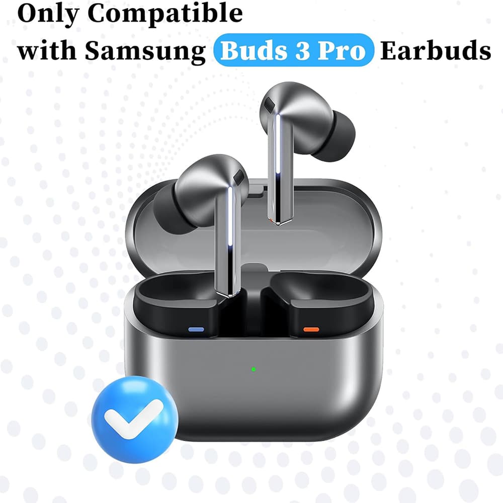 Techsuit - (3 balení) náhradní špičky AirVibe (ET3) - pro Samsung Galaxy Buds 3 Pro, prémiový silikon velikosti S, M, L - černé - náhled 5