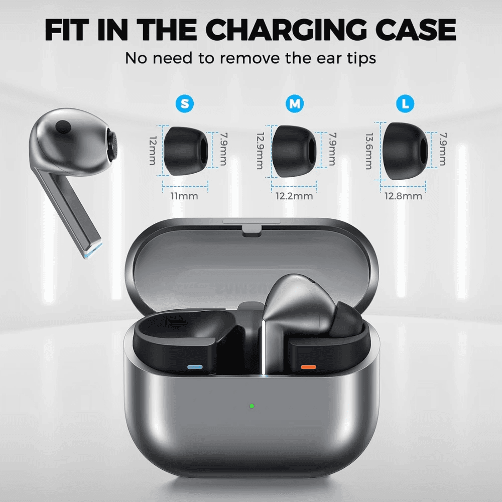 Techsuit - (balení 3 ks) náhradní špunty AirVibe (ET3) - pro Samsung Galaxy Buds 3 Pro, prémiový silikon velikosti S, M, L - bílé - náhled 5