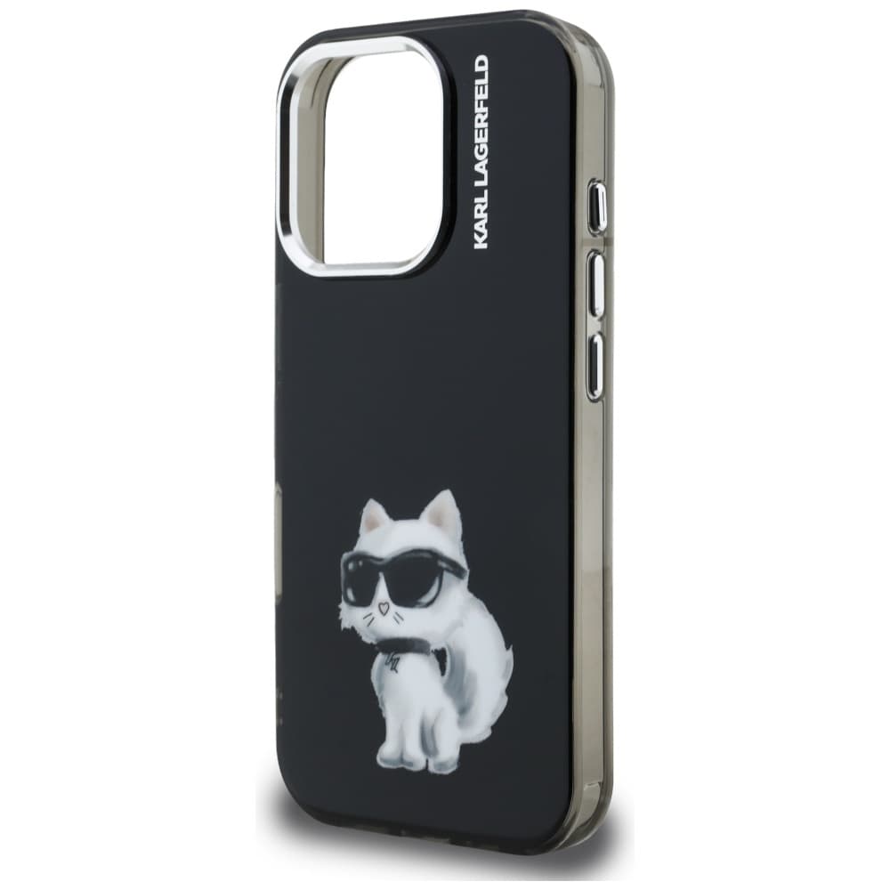 Karl Lagerfeld - IML akvarelové logo Choupette (KLHCP16XHMCHAQK) - iPhone 16 Pro Max - černý - náhled 5