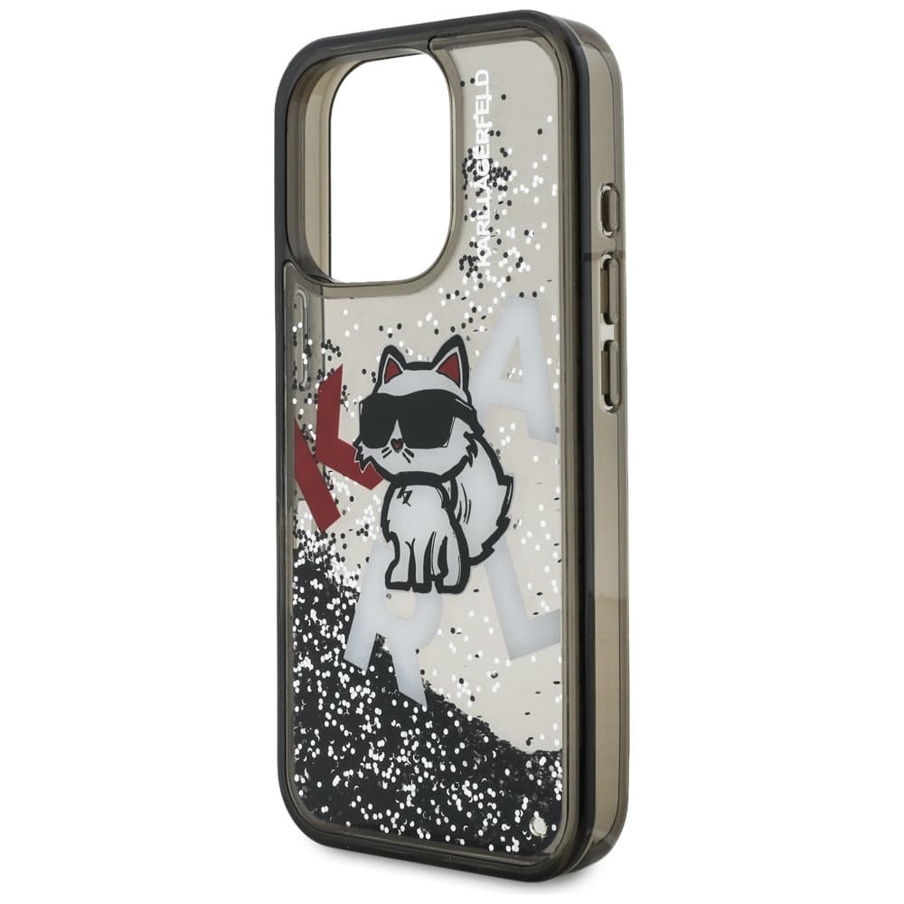 Karl Lagerfeld - tekuté třpytky s logem Choupette MagSafe (KLHCP16XLCHSCTDK) - iPhone 16 Pro Max - černá - náhled 5