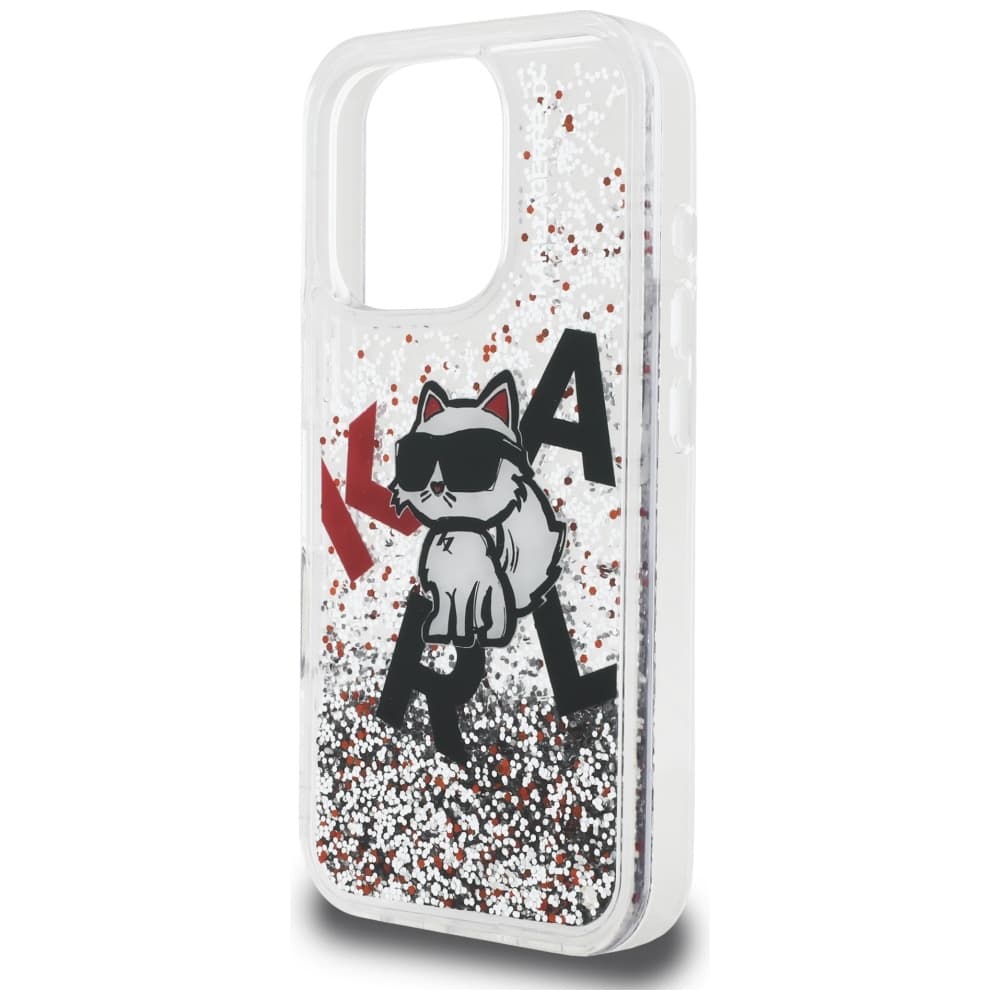 Karl Lagerfeld - tekuté třpytky logo Choupette MagSafe (KLHCP16XLCHSCTDT) pro iPhone 16 Pro Max - průhledný - náhled 5