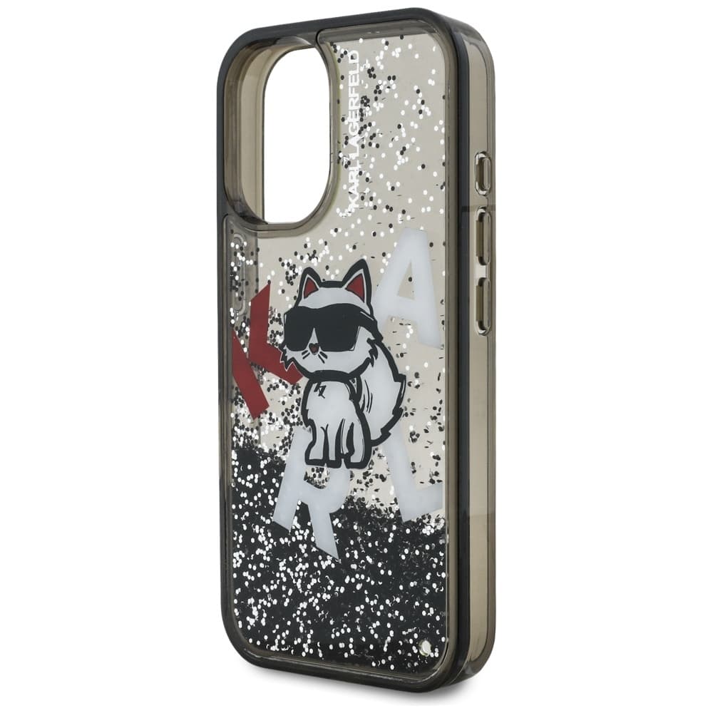 Karl Lagerfeld - Liquid glitter Choupette logo MagSafe (KLHCP16SLCHSCTDK) - iPhone 16 - černý - náhled 5