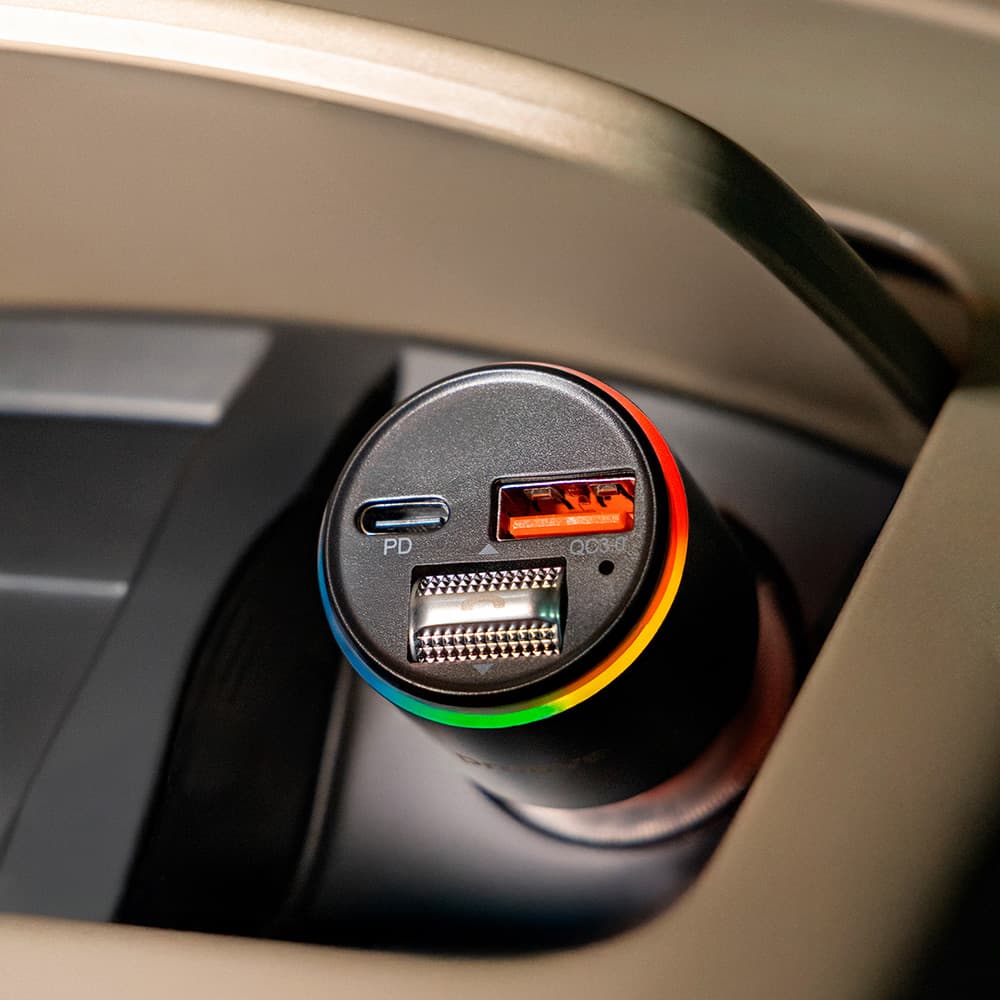 Proove - nabíječka do auta s FM modulátorem (FMPD30110006) - USB, Type-C, AUX, Bluetooth 5.3, rychlé nabíjení, 30 W, 12-24 V - stříbrná - náhled 5