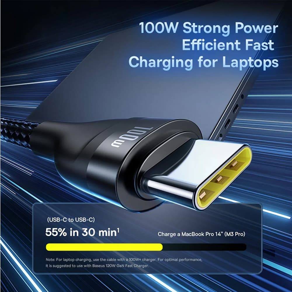 Baseus – datový kabel Flash Series 3 (P10377501111-00) – rychlonabíjení, USB, USB-C na Lightning, 2x USB-C, 100W, 1,5m – černý - náhled 5