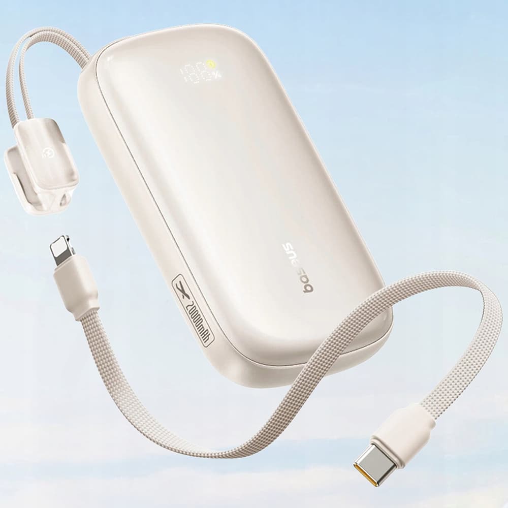 Baseus - powerbanka EnerFill FC21 Qpow 3 Ultra (E0027M01) - odnímatelný kabel, 20000mAh, 22.5W, USB, USB-C - Natural Titanium - náhled 5