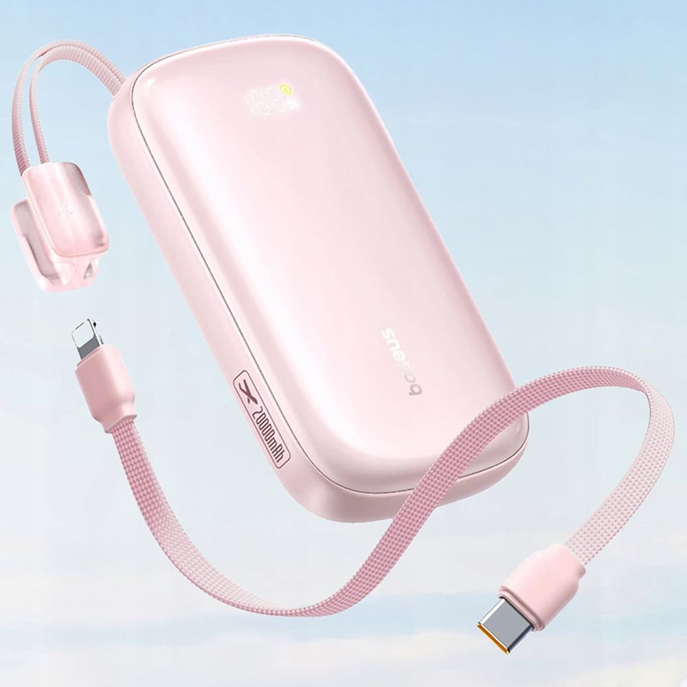 Baseus – powerbanka EnerFill FC21 Qpow 3 Ultra (E0027L02) – s odpojitelným kabelem, 10000mAh, 22.5W, USB, USB-C – Nebula Pink - náhled 5