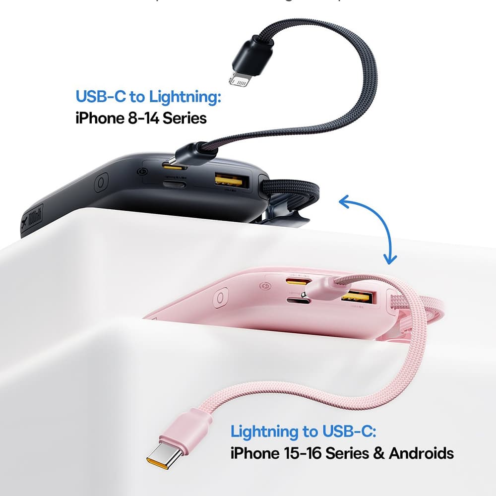 Baseus – powerbanka EnerFill FC21 Qpow 3 Ultra (E0027Q00) – s odpojitelným kabelem, 10000mAh, 45W, USB, USB-C – Cosmic Black - náhled 5