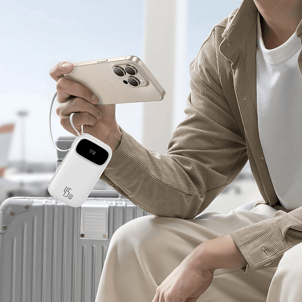 Baseus – powerbanka EnerFill FC31 Qpow 3 (E0028C00) – USB-C/Lightning kabely, 10000mAh, 45W, digitální displej – Cosmic Black - náhled 5