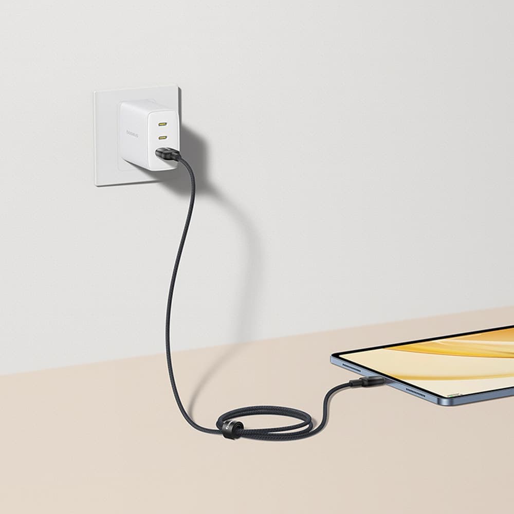 Datový kabel Baseus Discolor Series (E0420801) – USB na Type-C, opletený nylonový kabel, 480 Mb/s, 100 W, 2 m – modrozelený - náhled 5