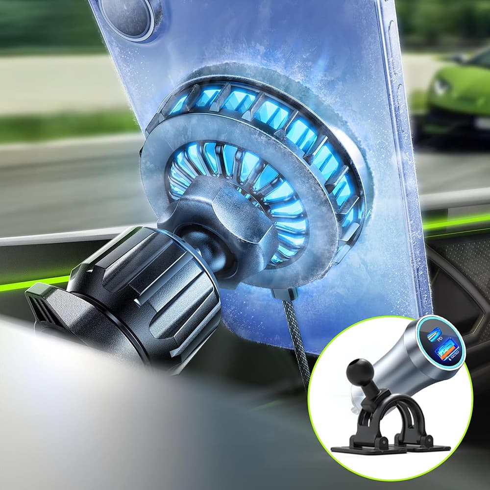 Lisen - držák do auta s bezdrátovým nabíjením W701 (YL0224060042) - do mřížky ventilace, s USB, USB-C nabíječkou do auta, kabelem, 15W - černý - náhled 5