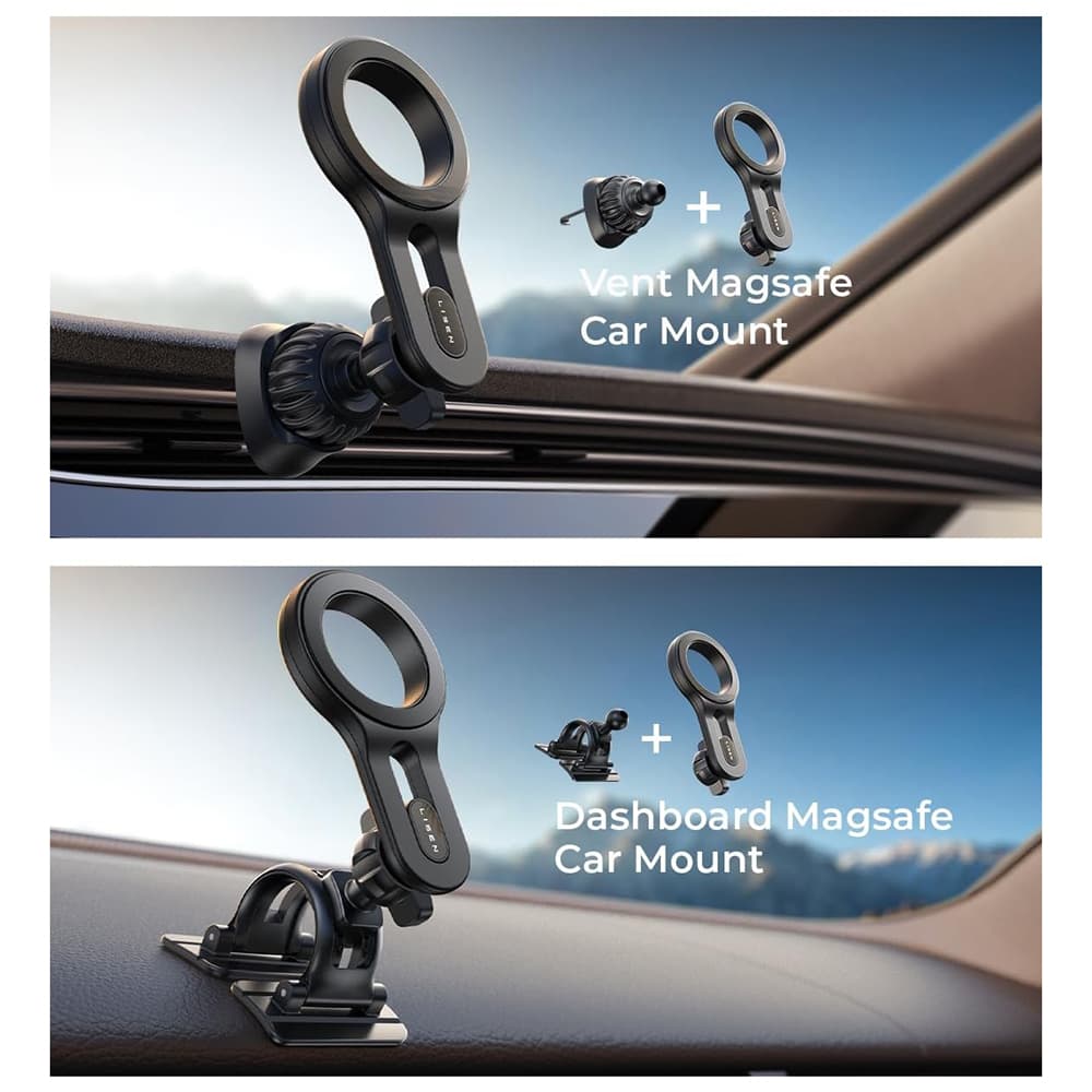 Lisen - magnetický držák do auta (YL0224050011) do mřížky ventilace a na palubní desku, otáčení o 360°, bezpečné uchycení, magnetický úchyt - černý - náhled 5