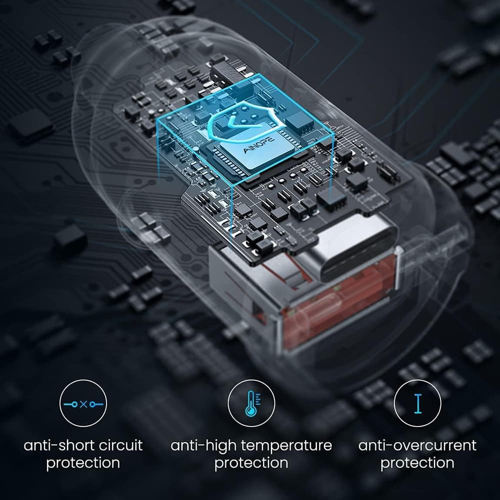 Ainope - nabíječka do auta (YA0222080015) - USB, Type-C, PD30W, s vytahovacím kroužkem, hliníková slitina, 12V/24V - černá - náhled 5