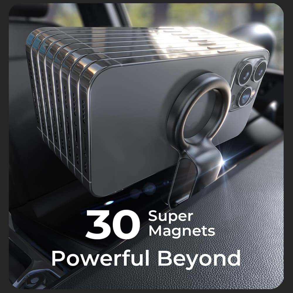 Lisen držák do auta (YL0224050012) - magnetický, do mřížky ventilace, skládací, nastavitelný o 360°, bezpečné uchycení - černý - náhled 5