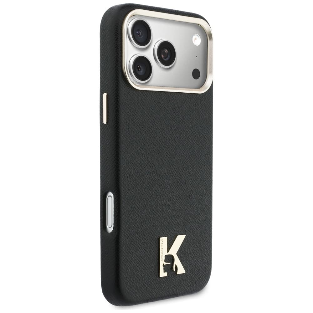 Karl Lagerfeld - pevné kožené pouzdro s logem Khead a MagSafe (KLHMP17X5PGFKHGK) pro iPhone 17 Pro Max - černé - náhled 5