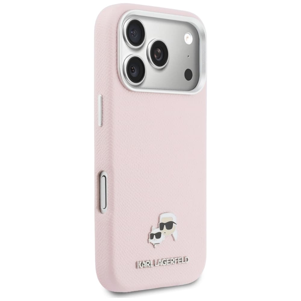 Karl Lagerfeld - pevné kožené pouzdro K&amp;C Head Pin MagSafe (KLHMP17L6PFKCLP) pro iPhone 17 Pro - růžová - náhled 5