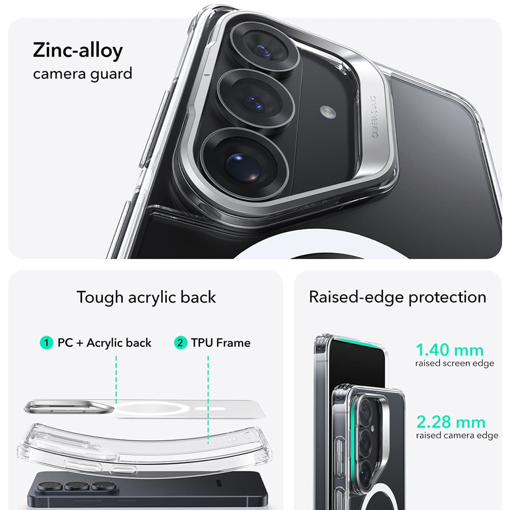 ESR klasické hybridní pouzdro se stojánkem HaloLock pro Samsung Galaxy S26, průhledné - náhled 5
