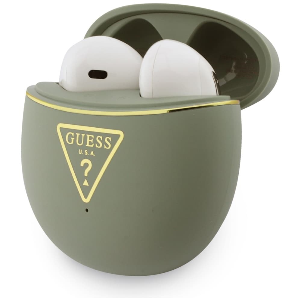 Guess - Bezdrátová sluchátka do uší Script Print (GUTWSA15HETN) - Do uší, Bluetooth, TWS, Malý kulatý design - Khaki - náhled 5