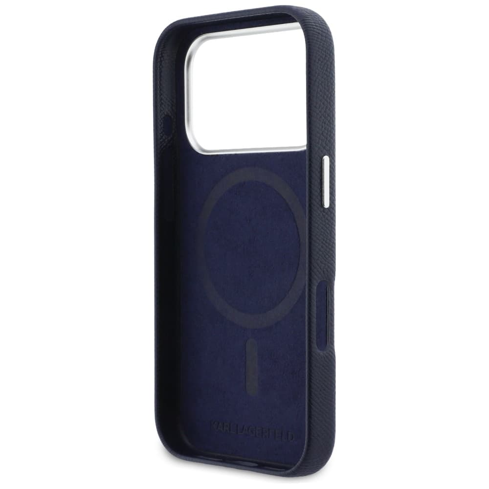 Kryt Karl Lagerfeld Karl Choupette Head Pin Saffiano pro iPhone 17 Pro Max modrý - náhled 5