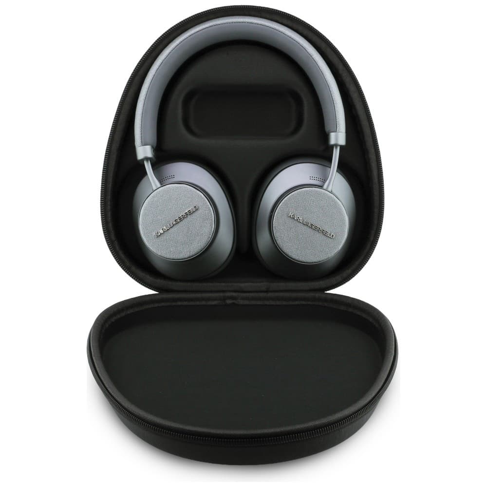 Karl Lagerfeld - Bezdrátová sluchátka Saffiano Elongated (KLBHP73PSACKMG) - Náhlavní, ANC, Bluetooth, Type-C - Šedá - náhled 5