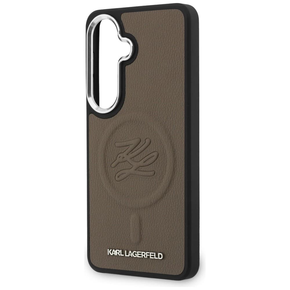 Kryt Karl Lagerfeld - Leather with Initial Logo Debossed MagSafe (KLHMS26SPGFKLRDW) - Samsung Galaxy S26 Hnědý - náhled 5