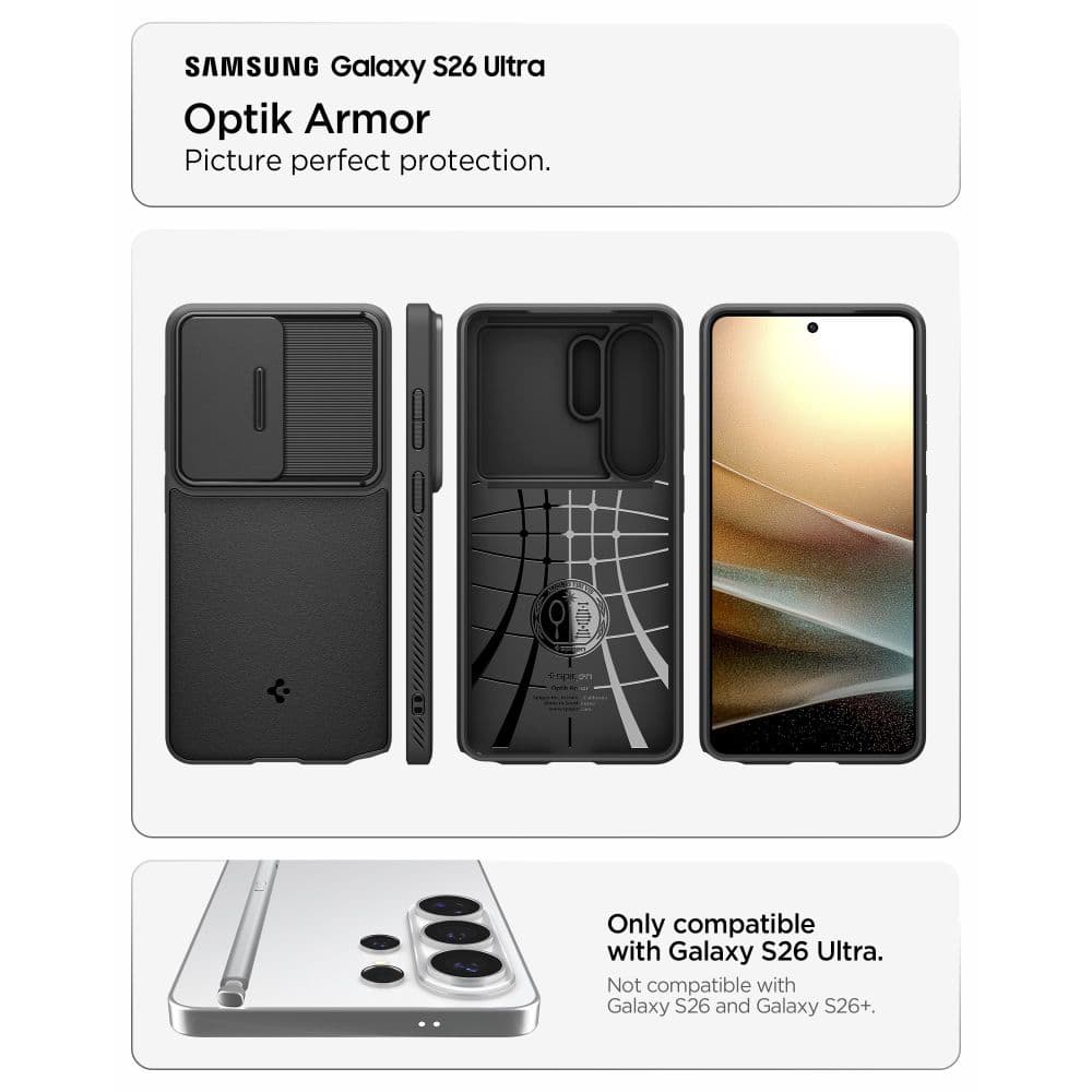 Kryt Spigen - Optik Armor (ACS10687) - Samsung Galaxy S26 Ultra černý - náhled 5