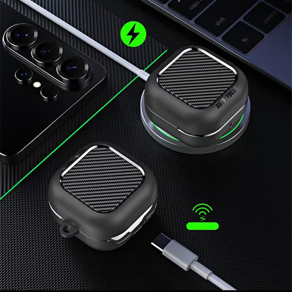 Pouzdro na sluchátka Techsuit CarbonFiber Samsung Galaxy Buds 4 a Buds 4 Pro černé - náhled 5