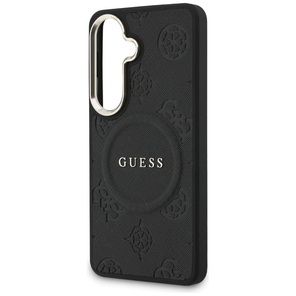 Kryt Guess Saffiano Peony Embossed Ring MagSafe pro Samsung Galaxy S26 Plus černý - náhled 5