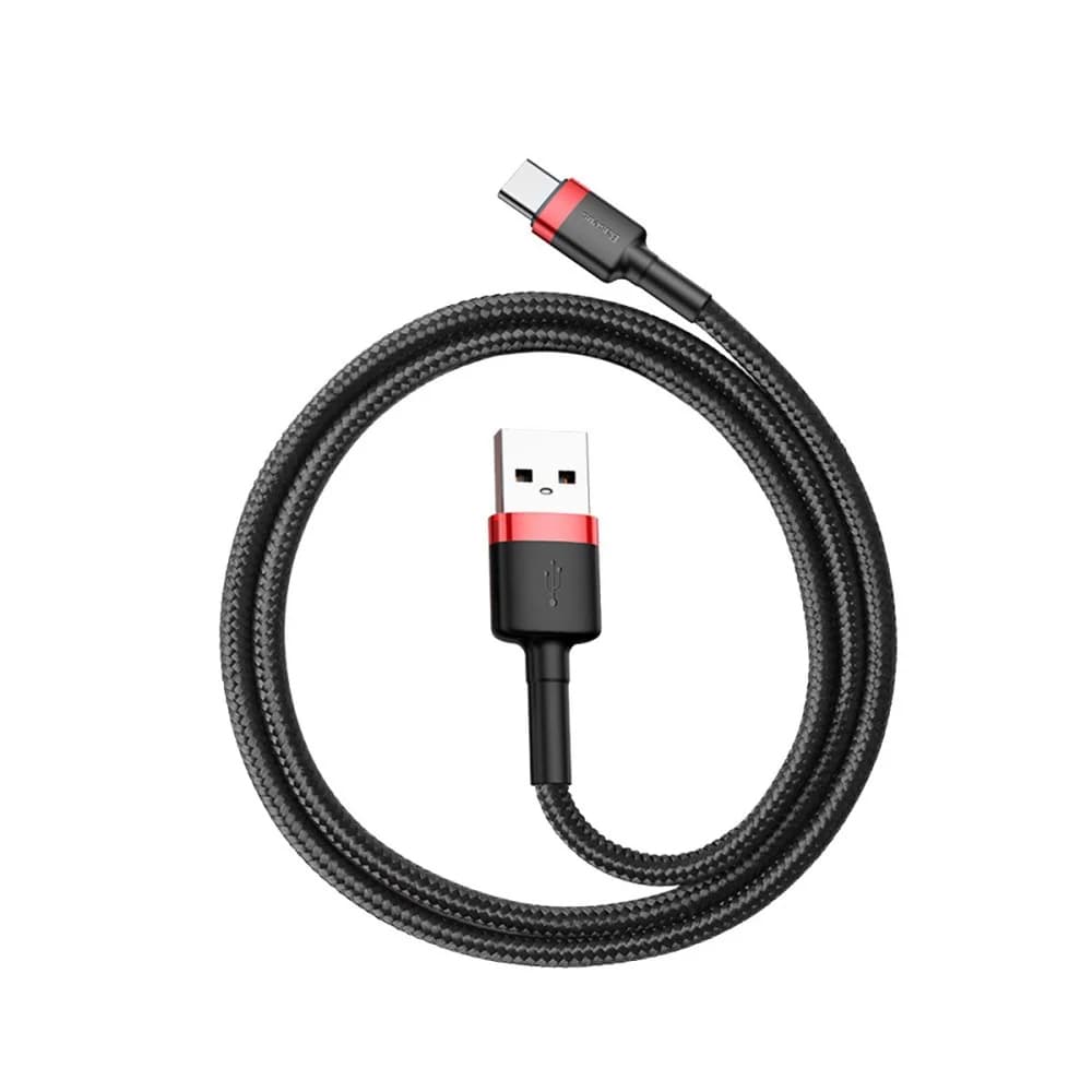 Baseus – datový kabel Cafule (CATKLF-A91) – USB na Type-C, 3A, 0.5m – černá / červená - náhled 5