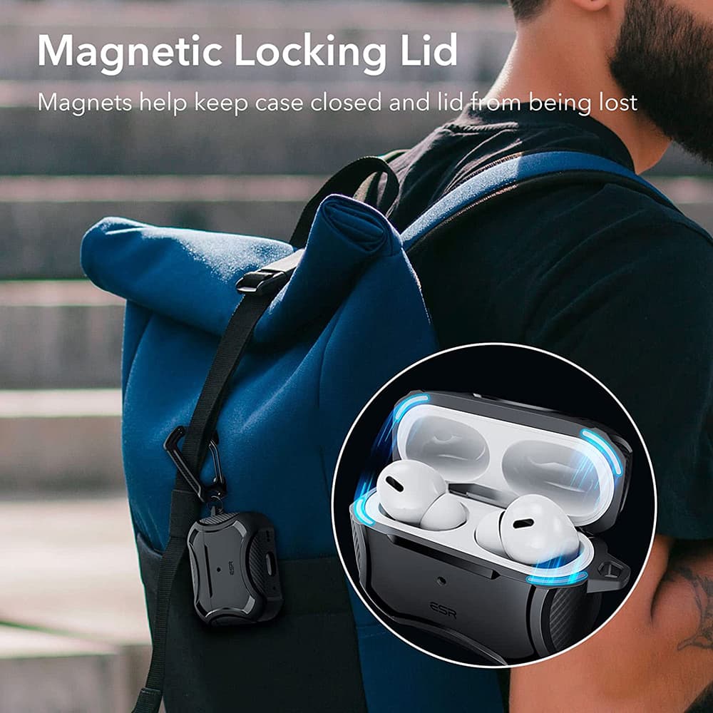 ESR Cyber Armor Odolné pouzdro HaloLock Apple AirPods Pro 1 2 Černá - náhled 5