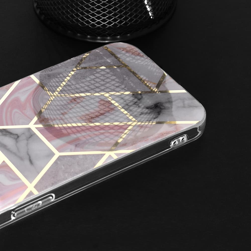 Techsuit Mramorová série iPhone 15 Plus Růžový šestiúhelník - náhled 5