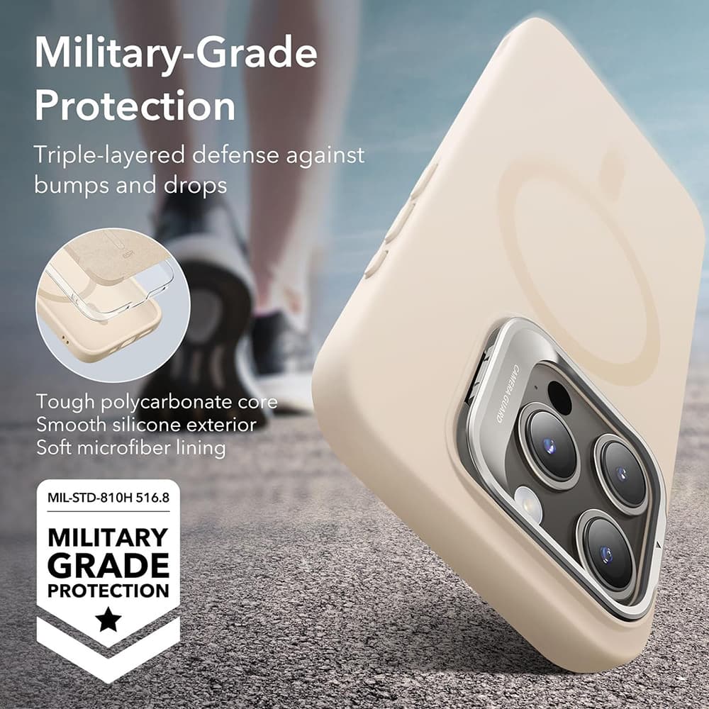 ESR Obláčkově měkký HaloLock Kickstand iPhone 15 Pro Světle hnědá - náhled 5