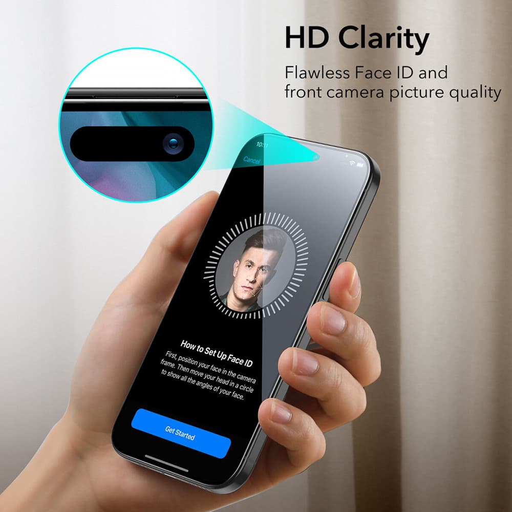 Tvrzené sklo ESR pro iPhone 15 s černým okrajem - náhled 5
