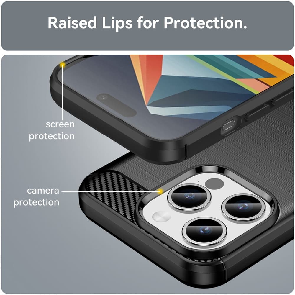 Techsuit Karbonový Silikon iPhone 15 Pro Černý - náhled 5