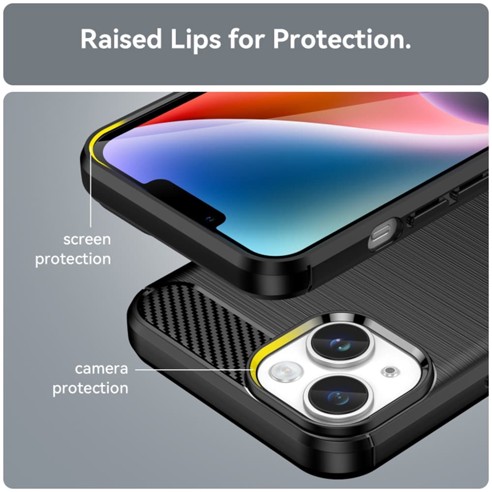 Techsuit Karbon Silikon Kryt iPhone 15 Plus Černý - náhled 5