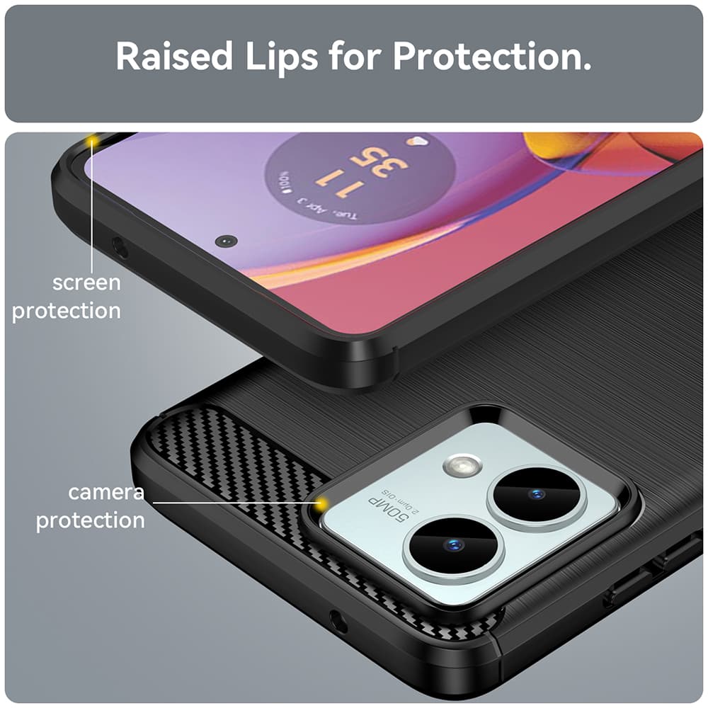 Techsuit Karbon Silikon Motorola Moto G84 Černý - náhled 5