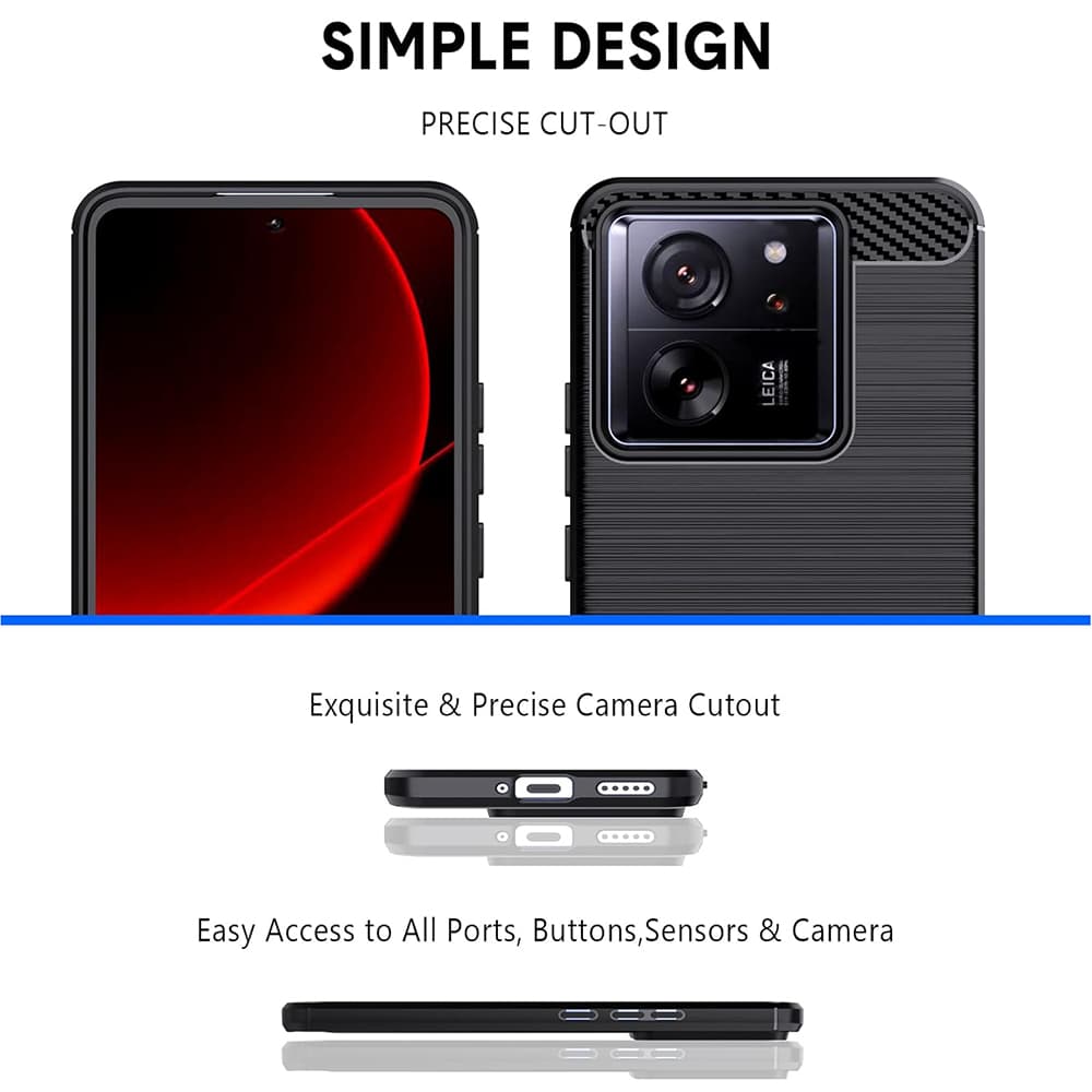 Techsuit Karbon Silikon Xiaomi 13T 13T Pro Černý - náhled 5